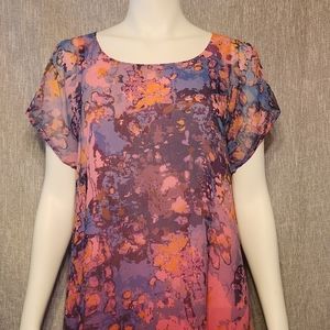 Cubism Dress Pinks Purples Blues Lightweight Flowy Lined Medium Please Read